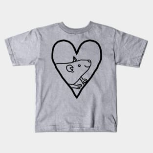 My Valentine Rat Line Drawing Kids T-Shirt